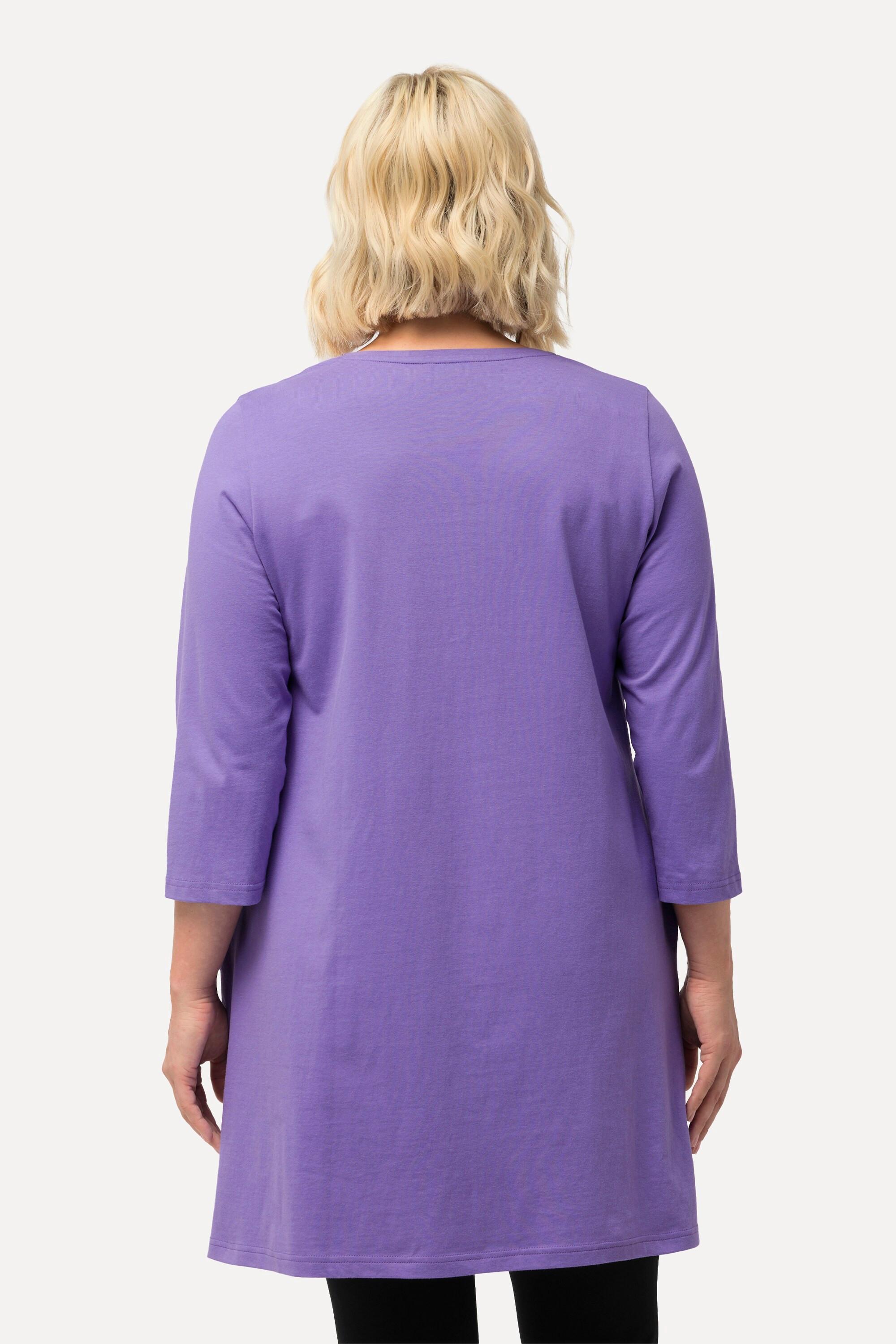 Ulla Popken  Longshirt, Ziernähte, A-Linie, V-Ausschnitt, 3/4-Arm 