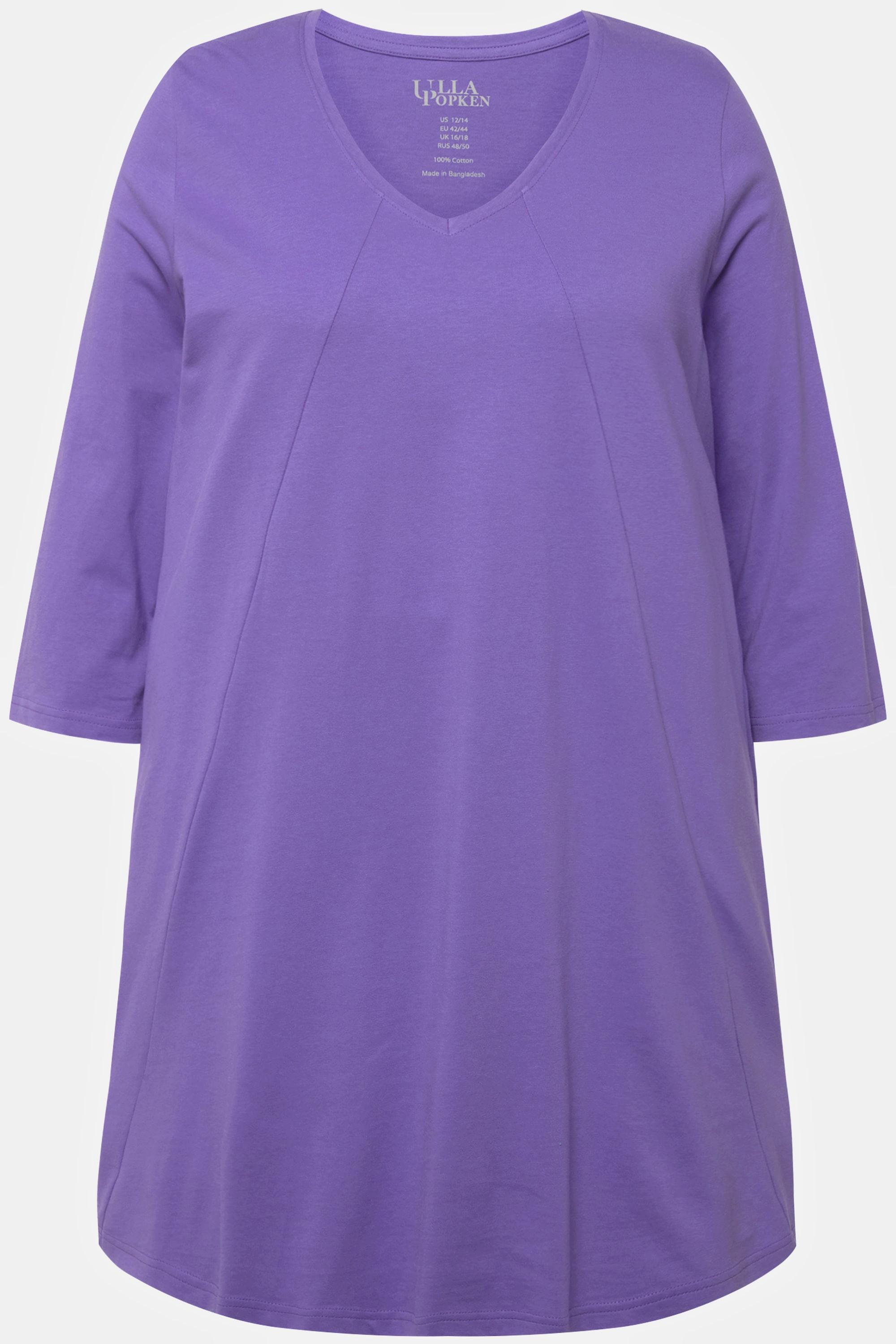 Ulla Popken  Longshirt, Ziernähte, A-Linie, V-Ausschnitt, 3/4-Arm 