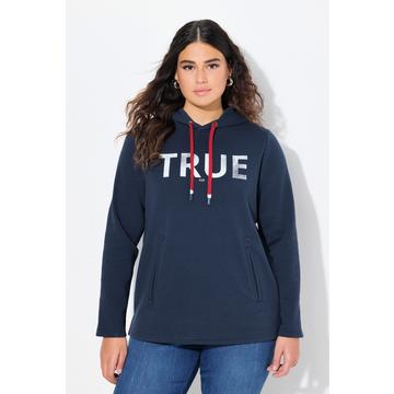 Sweat-shirt à capuche avec cordon de serrage, manches longues et poches, message TRUE