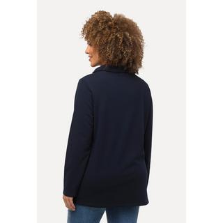 Ulla Popken Sweat-shirt à carreaux en tissu éponge col montant manches longues  