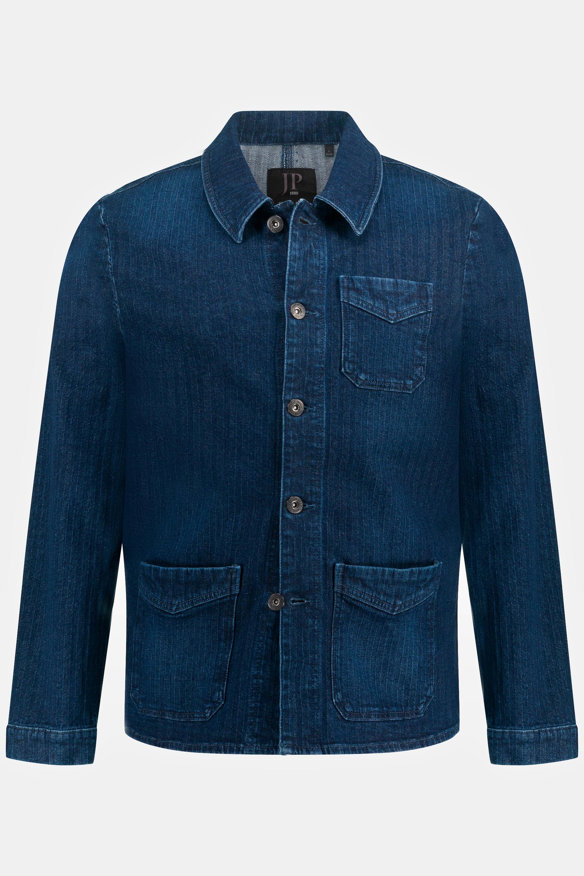 JP1880  Surchemise en denim, veston en jean avec col à revers et poche poitrine 