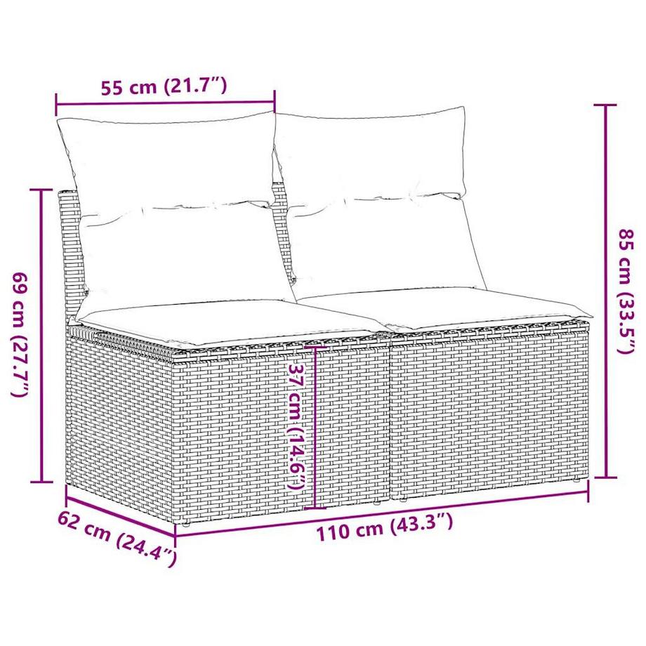VidaXL set divano da giardino Polirattan  