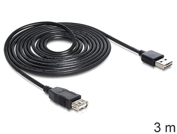 DeLock  EASY-USB 2.0-A - USB 2.0-A, 3m USB Kabel USB A Schwarz 