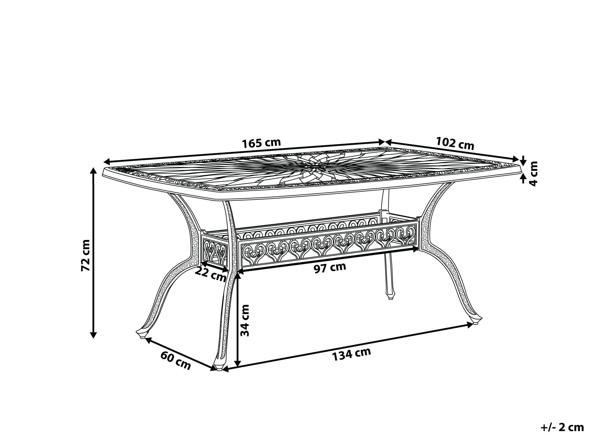 Beliani Gartentisch für 6 Personen aus Aluminium Retro LIZZANO  