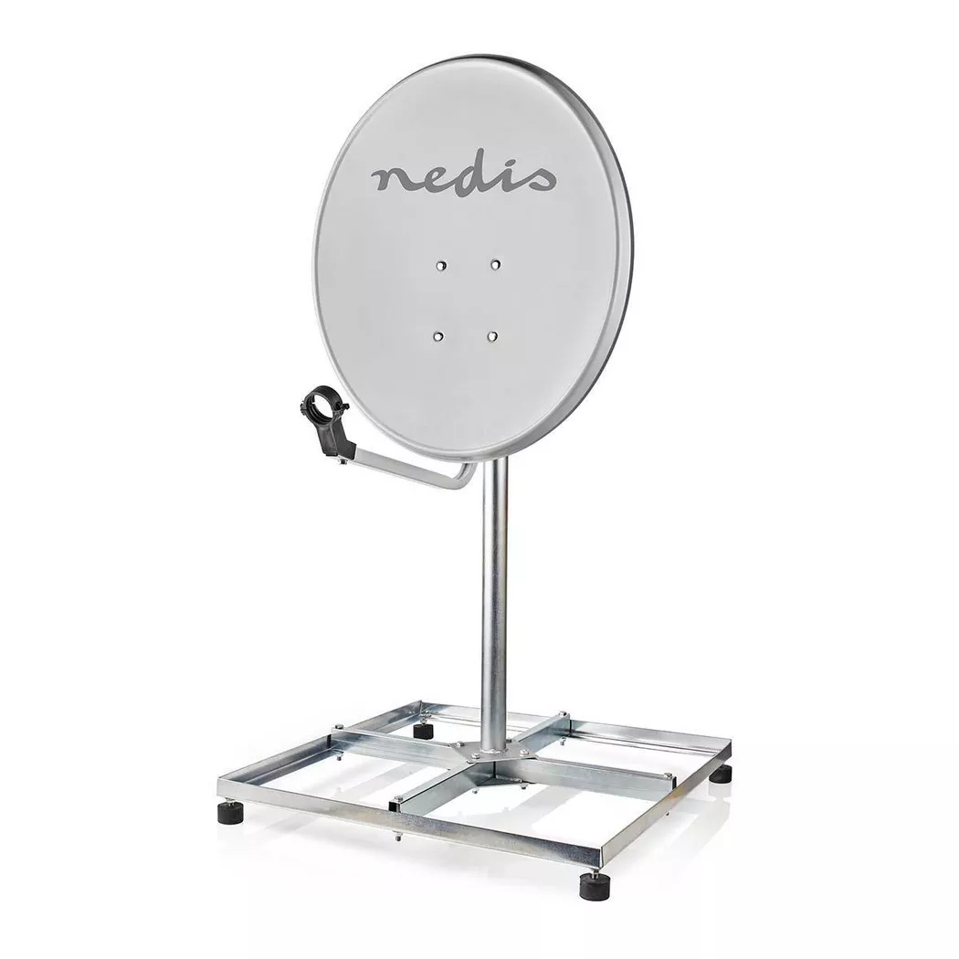 Nedis - Satelliten-Balkonhalterung | Mastlänge: 0,75 m | Maximale Scheibengröße: 90,0 cm | Grundplattengröße: 4 x 30 x 30 cm | Stahl | Silber, 75X75MM