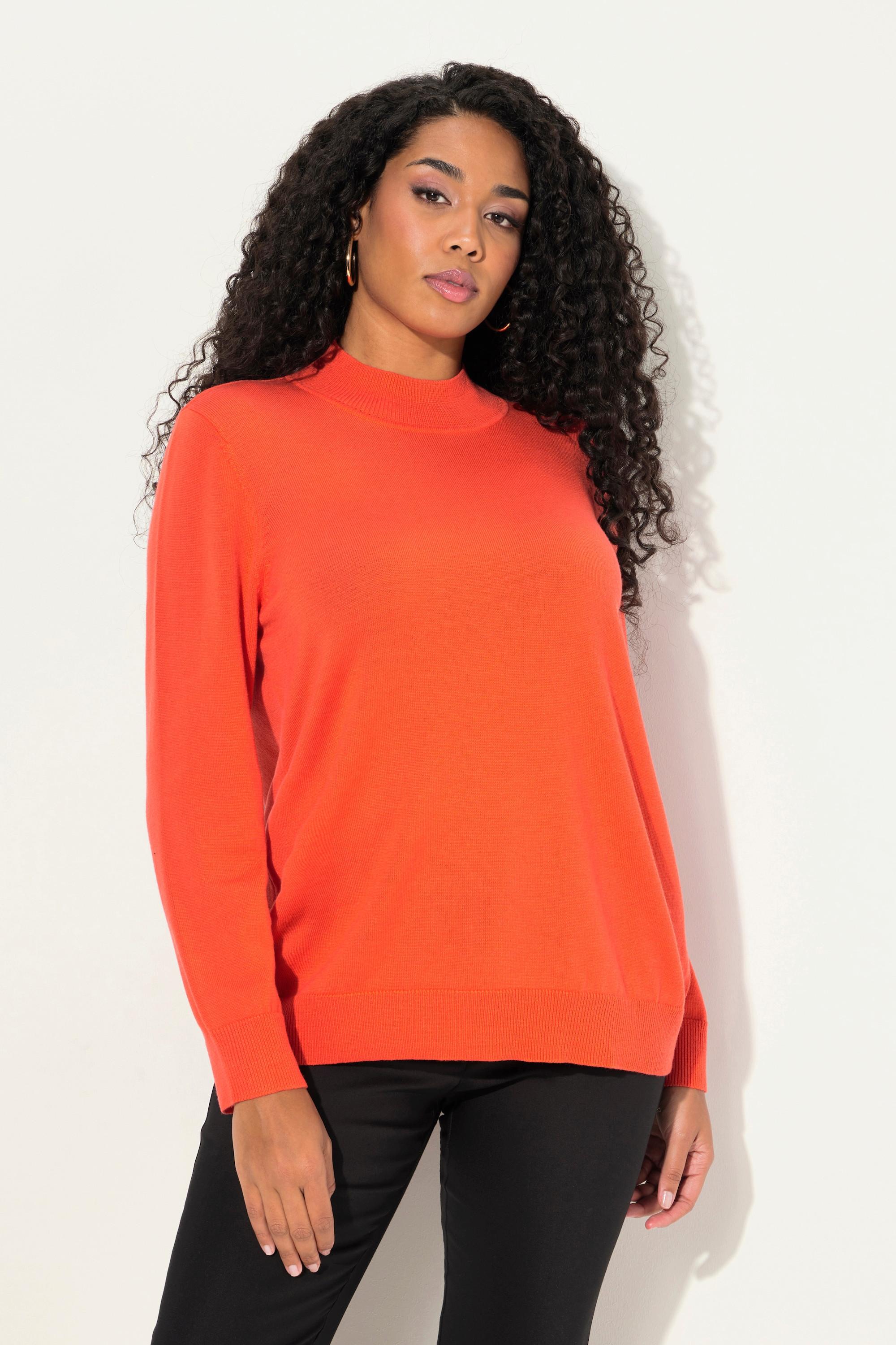 Ulla Popken  Pullover, edle Schurwoll-Seidenmischung, Stehkragen, Langarm 