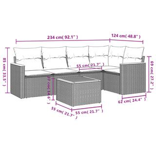 VidaXL Ensemble de canapés de jardin rotin synthétique  