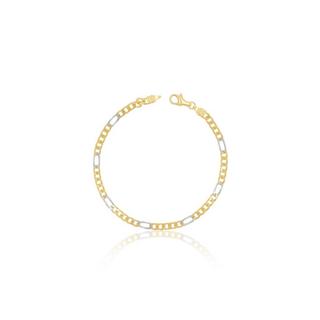 MUAU Schmuck  Bracelet figaro bicolore or jaune/or blanc 750, 3,5mm, 19cm 