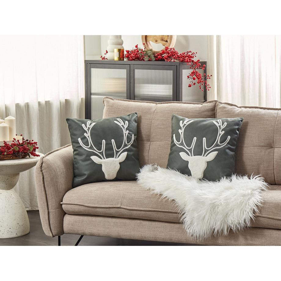 Beliani Dekokissen 2er Set aus Samtstoff Klassisch BICOCCA  