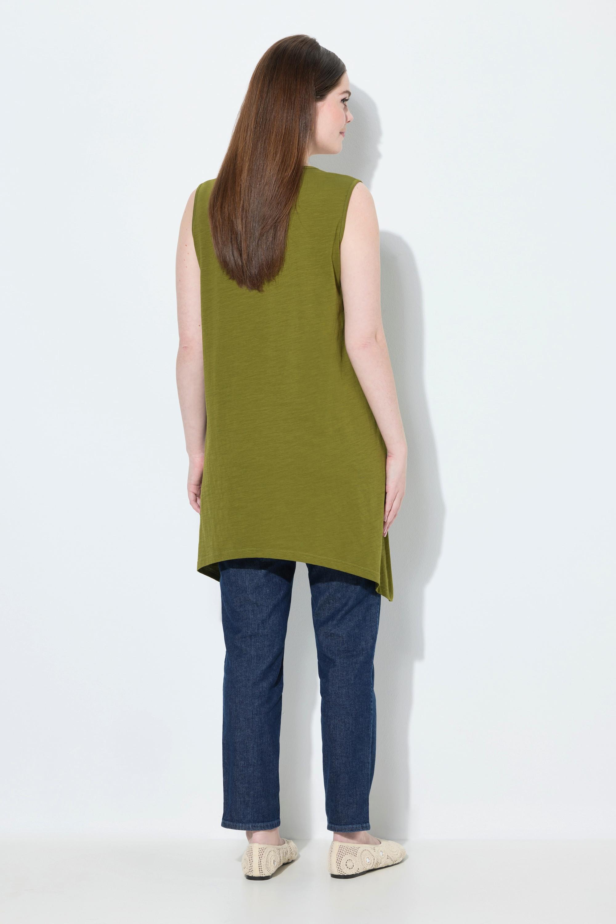 Ulla Popken Débardeur long Base en Pointe Silhouette A Décolleté V Coton Bio  