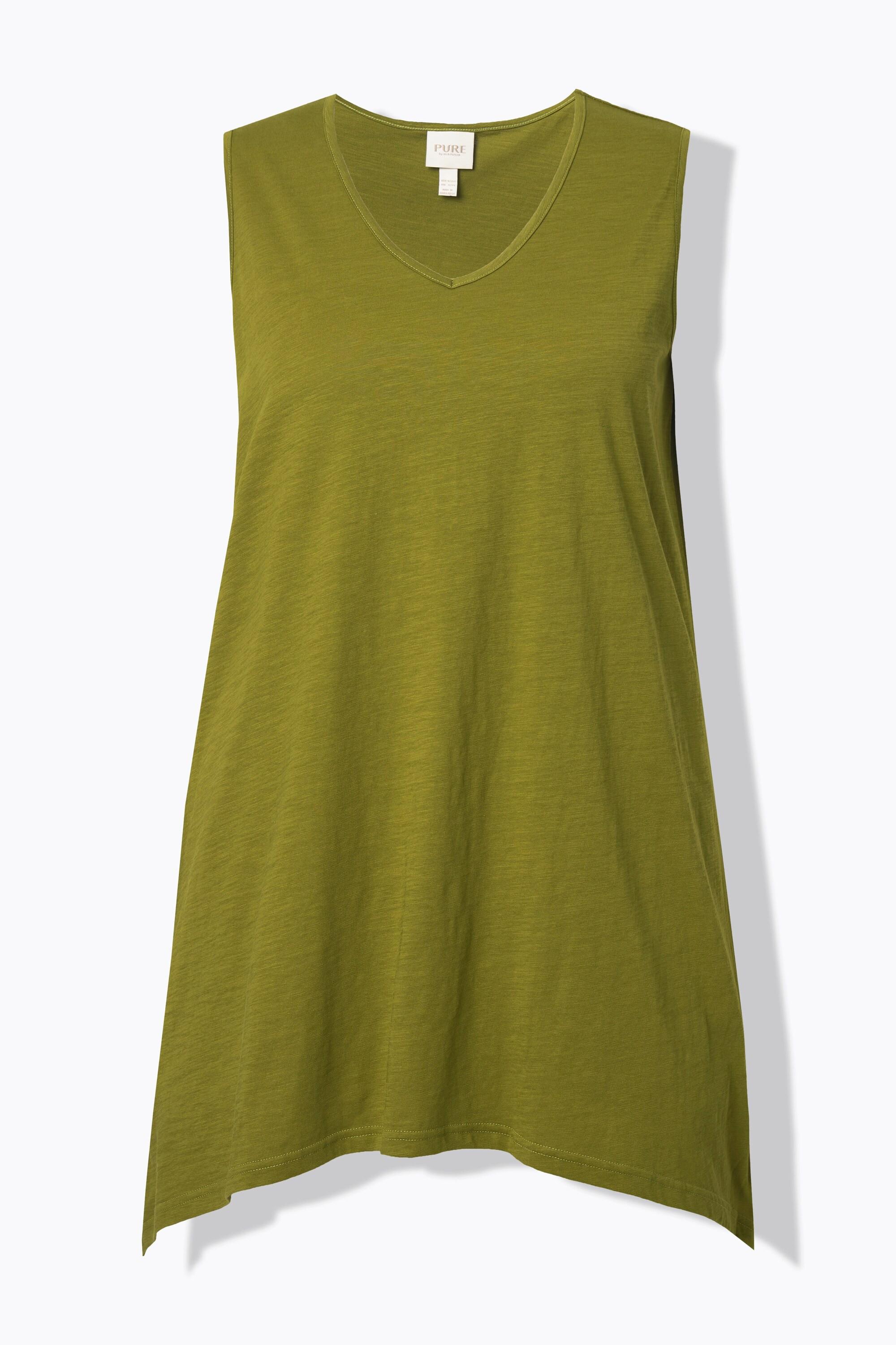 Ulla Popken Débardeur long Base en Pointe Silhouette A Décolleté V Coton Bio  