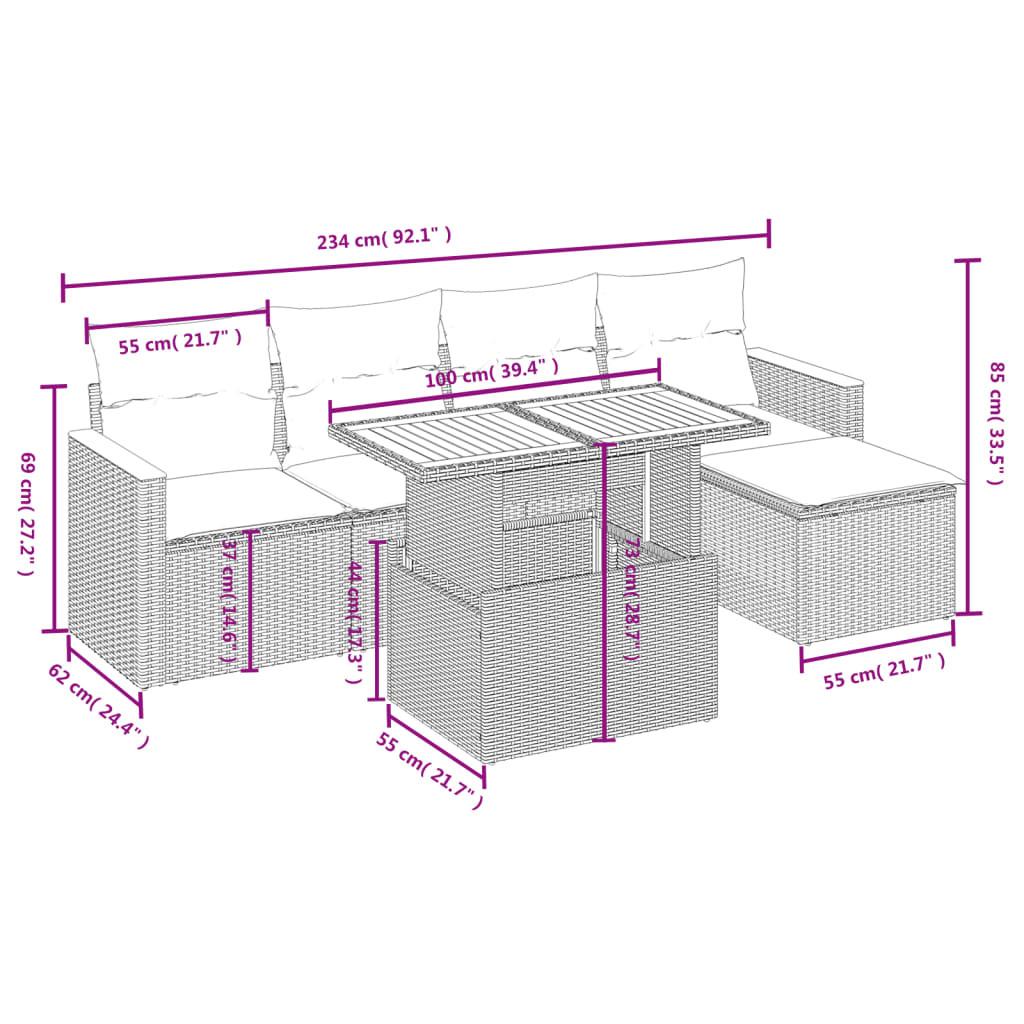 VidaXL set divano da giardino Polirattan  