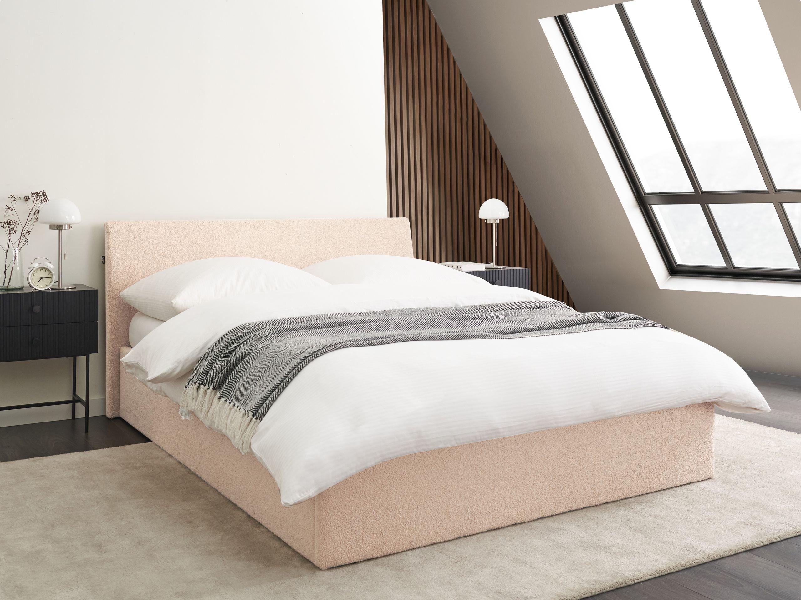 Beliani Letto contenitore en Bouclé Scandinavo ORBEY  