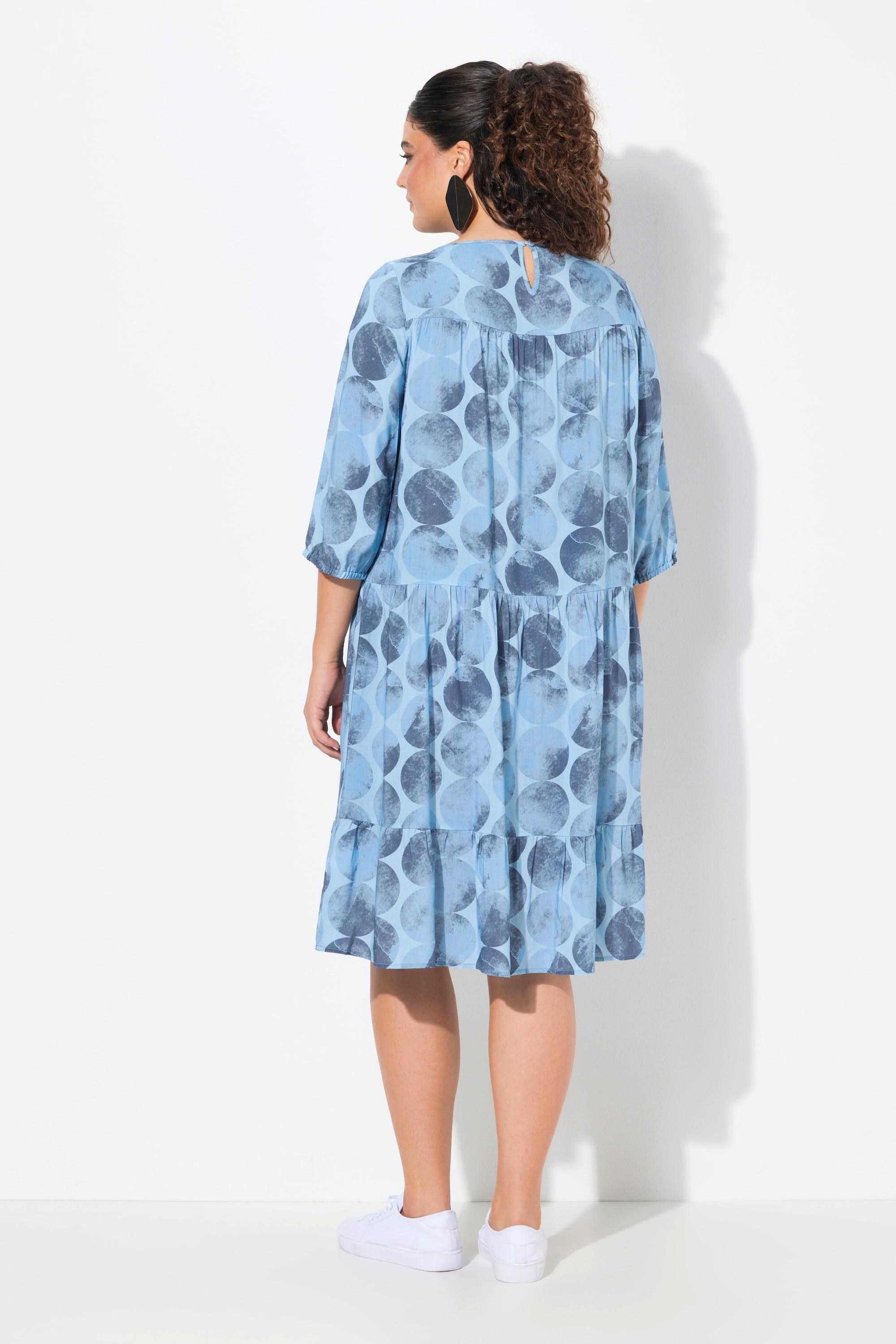 Ulla Popken Robe A-ligne Imprimé Cercles Manches 3/4  