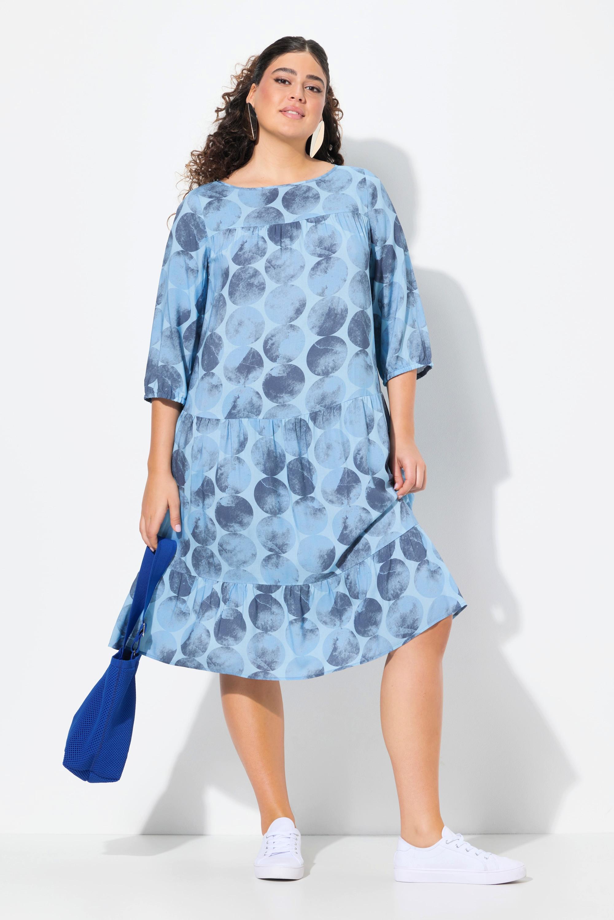 Ulla Popken Robe A-ligne Imprimé Cercles Manches 3/4  