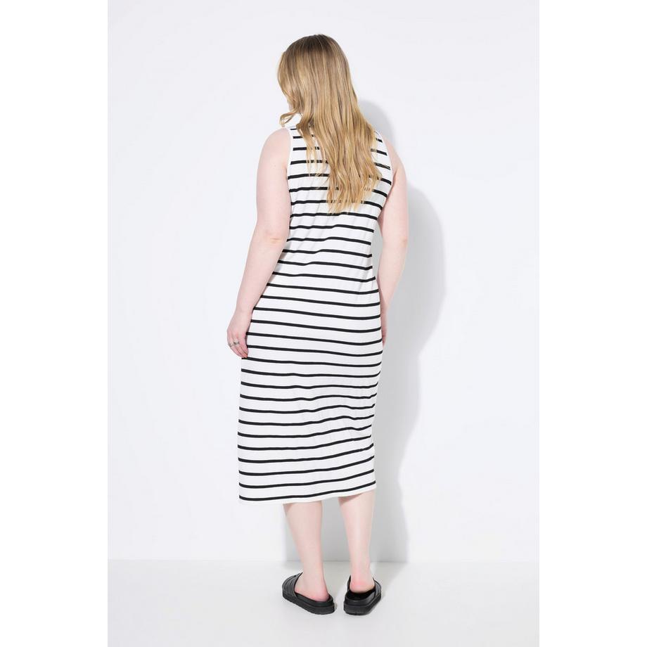 Studio Untold Abito midi smanicato taglio dritto jersey a righe  