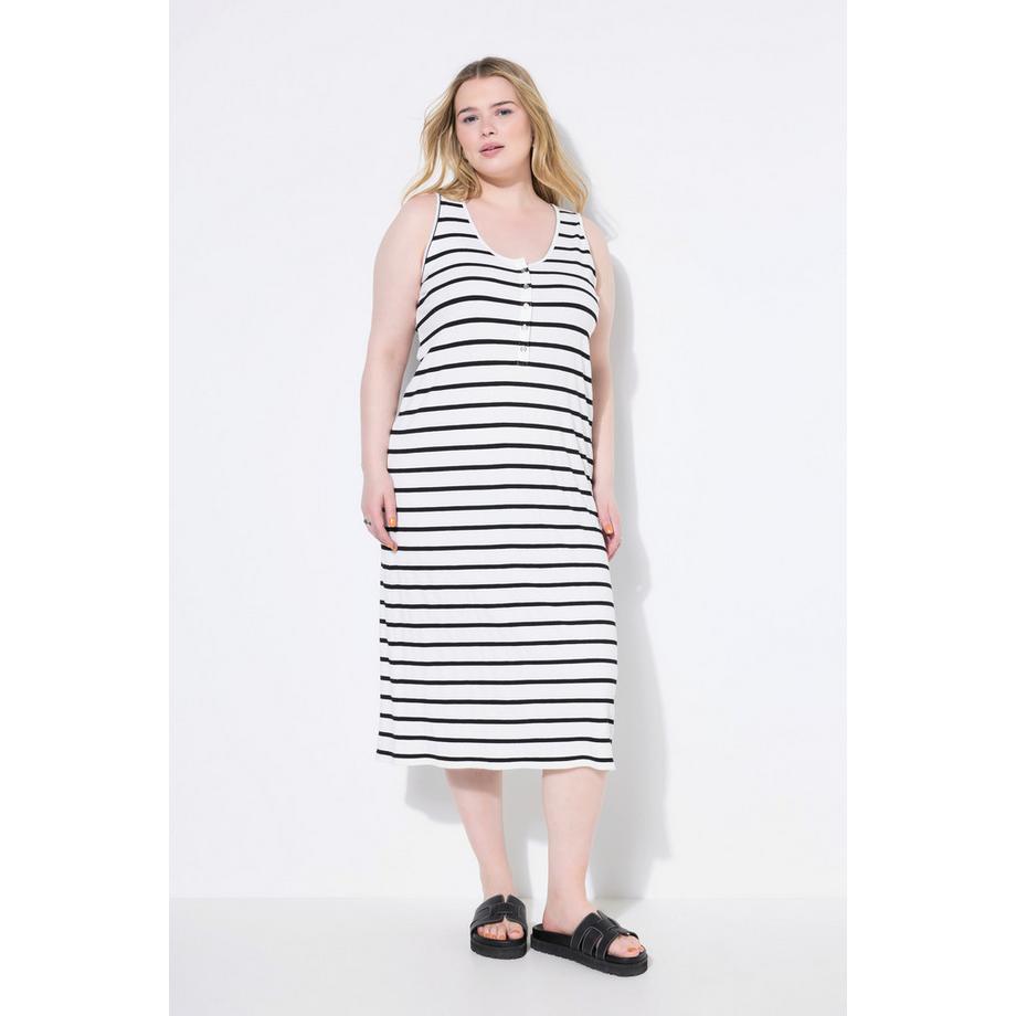 Studio Untold Abito midi smanicato taglio dritto jersey a righe  