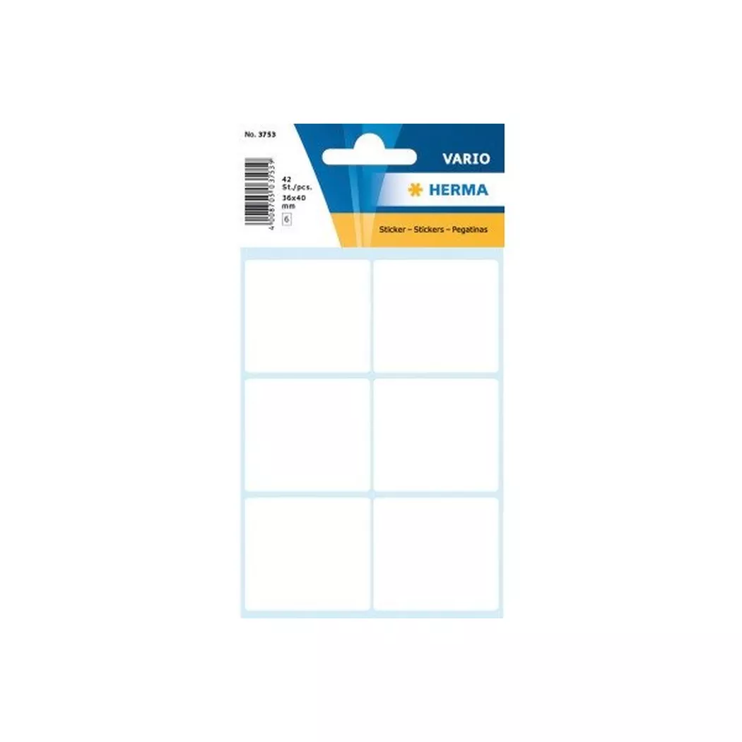HERMA – Etiketten 36×40mm 3753 weiss 42 Stück, One Size