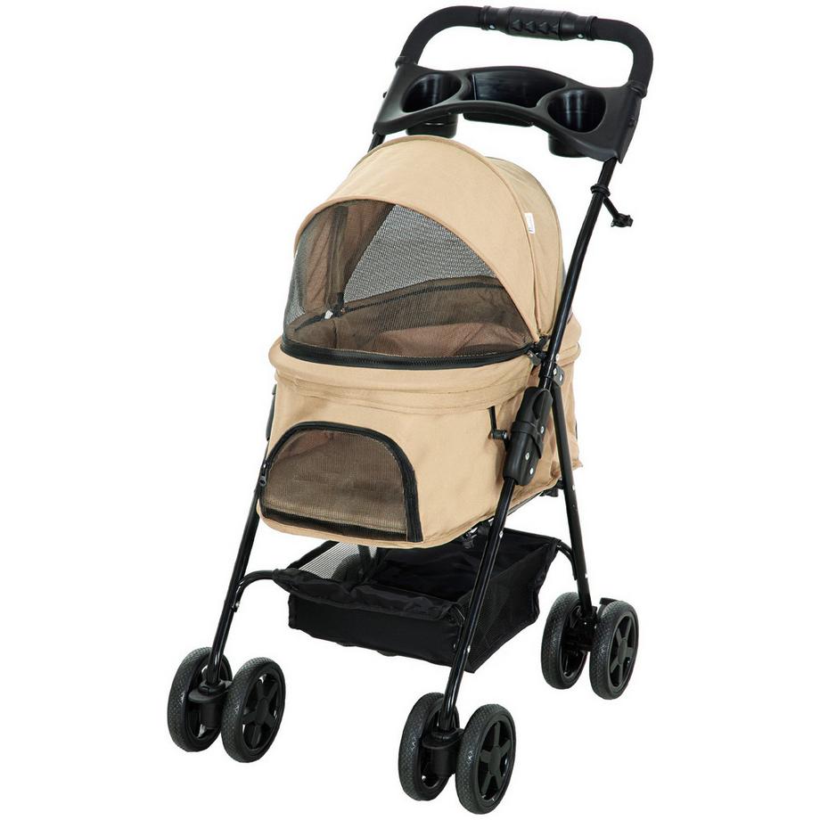 Northio  Hundewagen Hundebuggy Mit Klappfunktion Pet Stroller Für Kleine Hunde Und Katzen Haustierwagen Katzenbuggy Oxford Khaki 67 X 45 X 96 Cm 