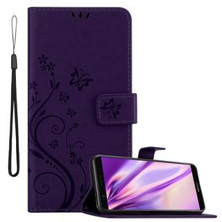 Cadorabo  Housse compatible avec Huawei P SMART 2018 / Enjoy 7S - Coque de protection au design floral avec fermeture magnétique, fonction de support et emplacements pour cartes 