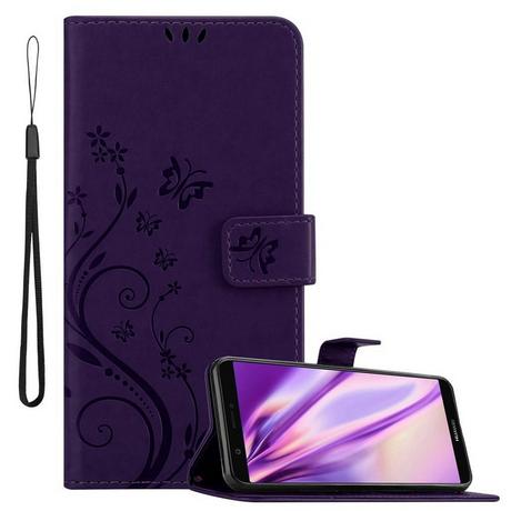 Cadorabo  Housse compatible avec Huawei P SMART 2018 / Enjoy 7S - Coque de protection au design floral avec fermeture magnétique, fonction de support et emplacements pour cartes 