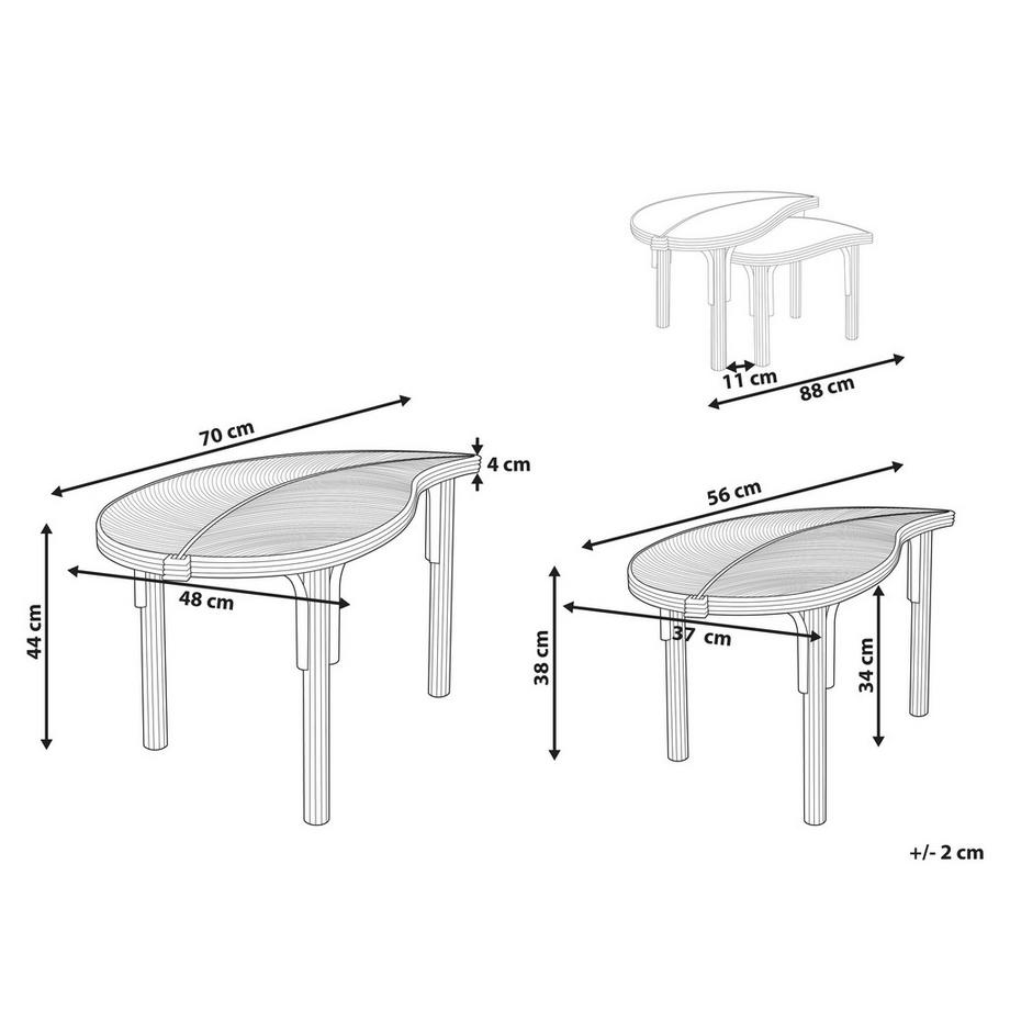 Beliani Couchtisch 2er Set aus Rattan  PARALIA  