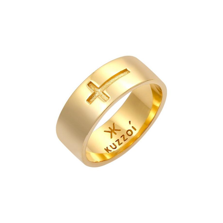 Bague Herren Bandring Glanz Kreuz Oxidiert 925 Silber