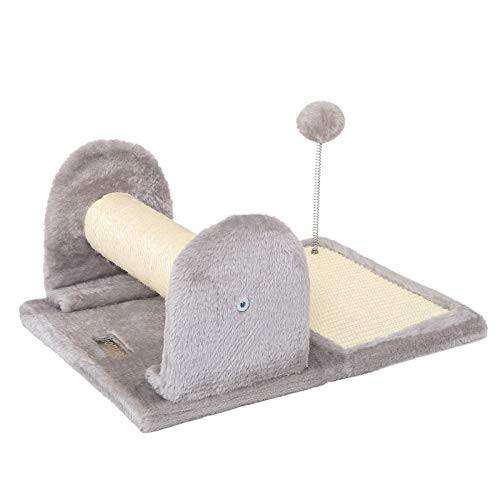 Alopini  Petit arbre à gratter, planche à gratter pour arbre d'escalade, tapis à gratter avec peluche et balle de jeu 