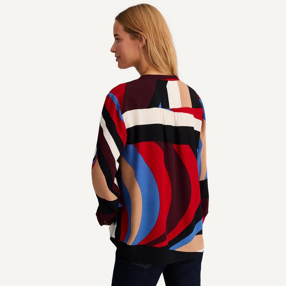 La Redoute Collections Bluse mit Henley-Ausschnitt und grafischem Muster  