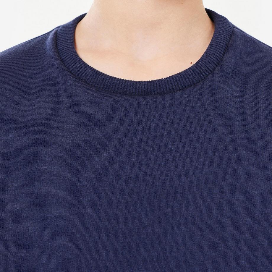 DOMYOS  Sweatshirt Basic Rundhalsausschnitt Baumwolle Kinder marineblau 