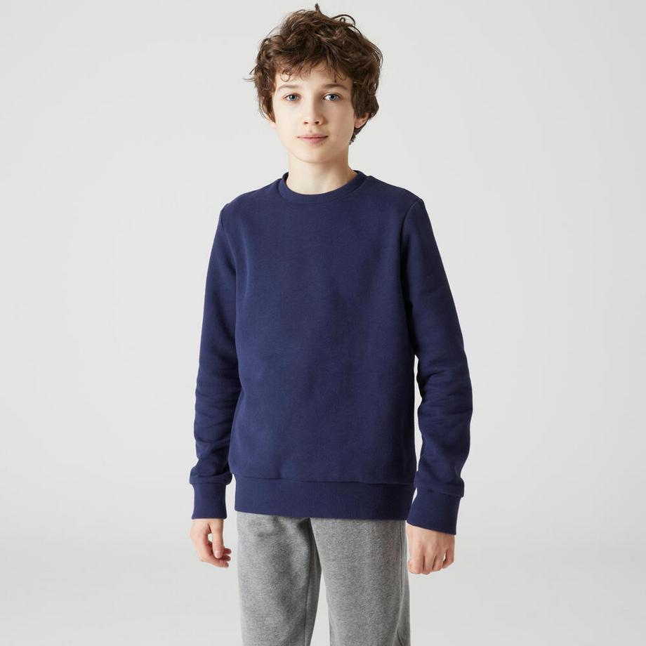 DOMYOS  Sweatshirt Basic Rundhalsausschnitt Baumwolle Kinder marineblau 