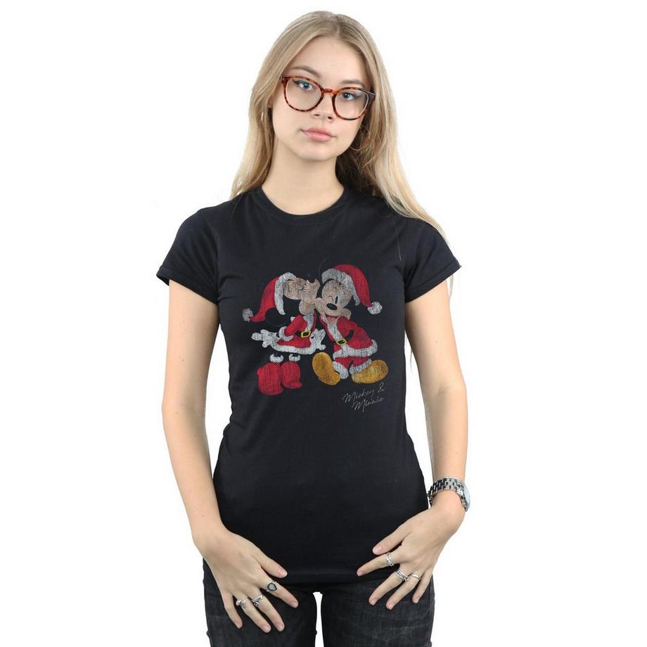 Disney Mickey et Minnie Mouse T-Shirt Baiser de Noël  