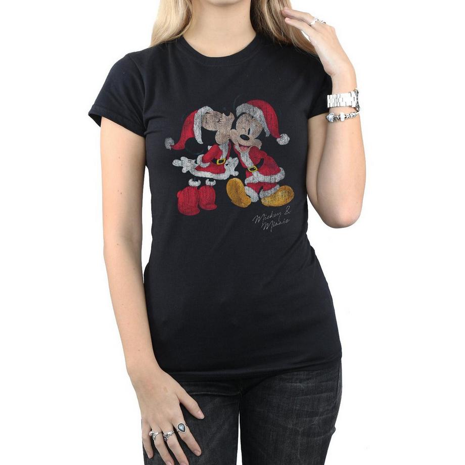 Disney Mickey et Minnie Mouse T-Shirt Baiser de Noël  