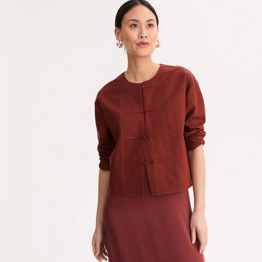 La Redoute Collections Giacca Dritta Girocollo Lino Viscosa  