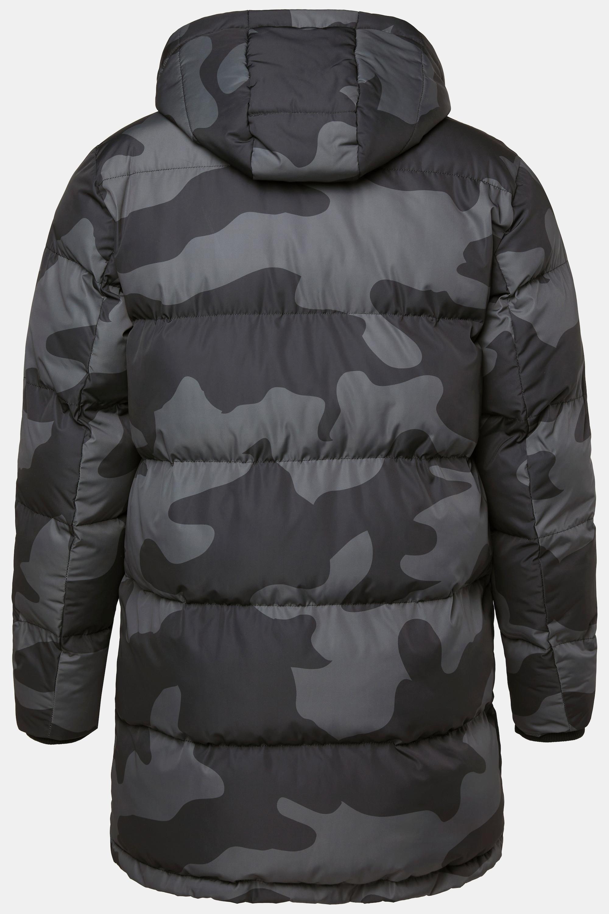 JP1880 Camouflage Stepp-Parka mit Kapuze und Taillen-Tunnelzug  