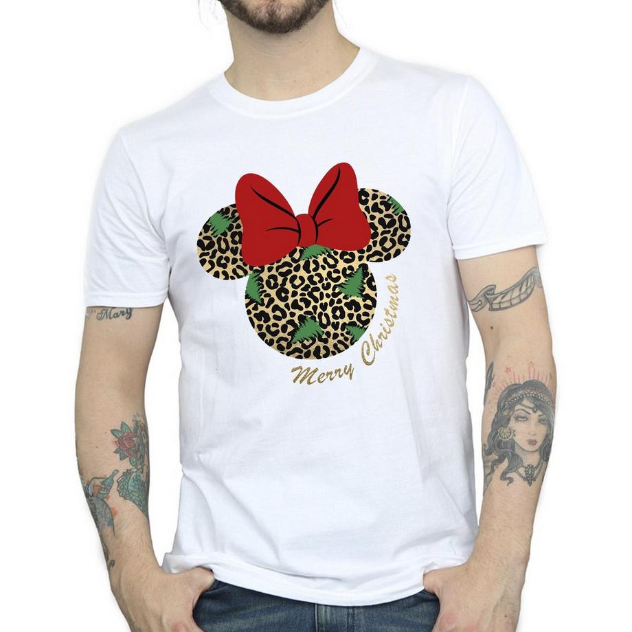 Disney Minnie Mouse T-Shirt Natalizia Stampa Leopardata  