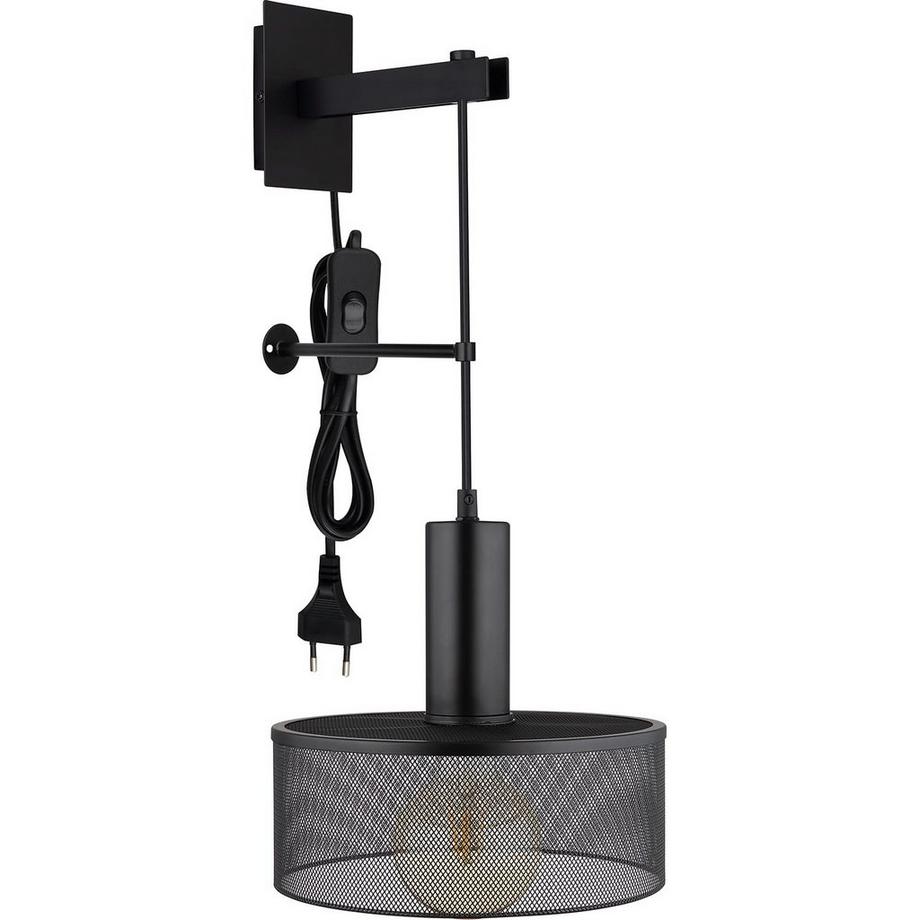 mutoni Lampada da parete Jedd metallo nero opaco 25 1xE27  