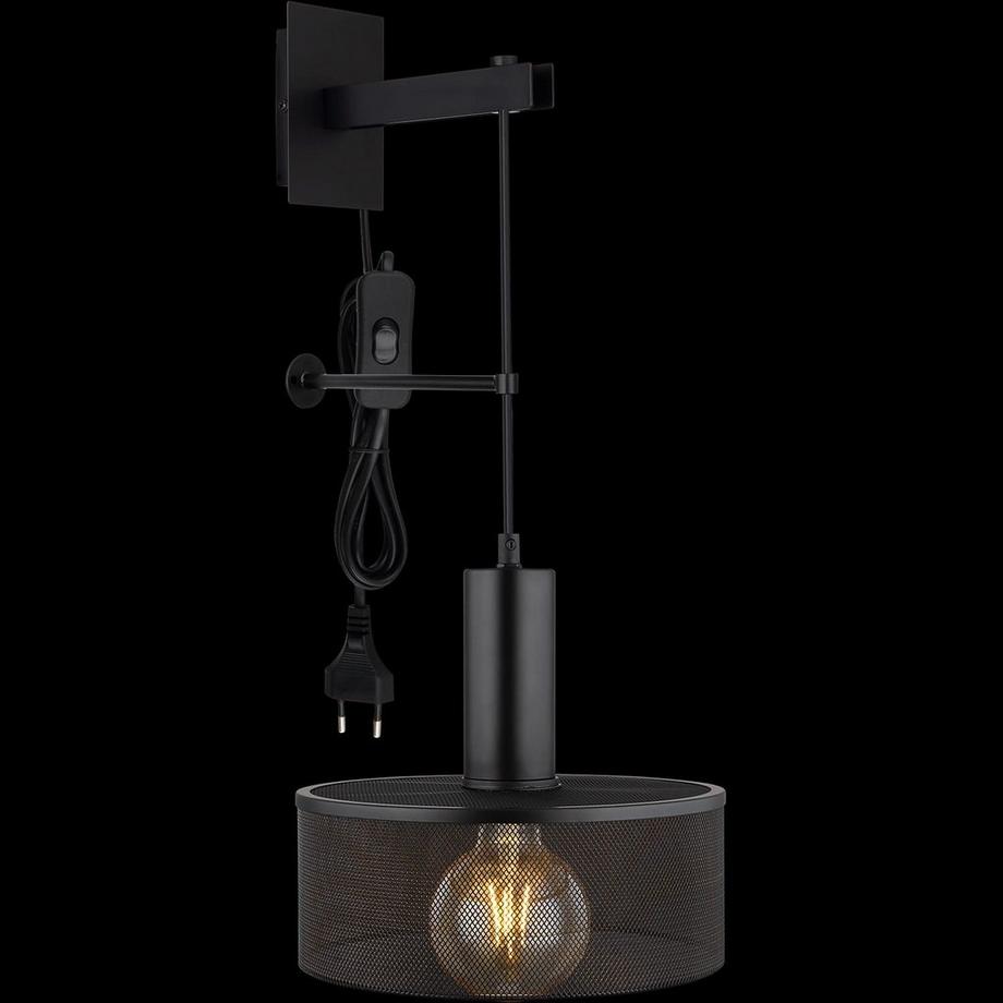 mutoni Lampada da parete Jedd metallo nero opaco 25 1xE27  