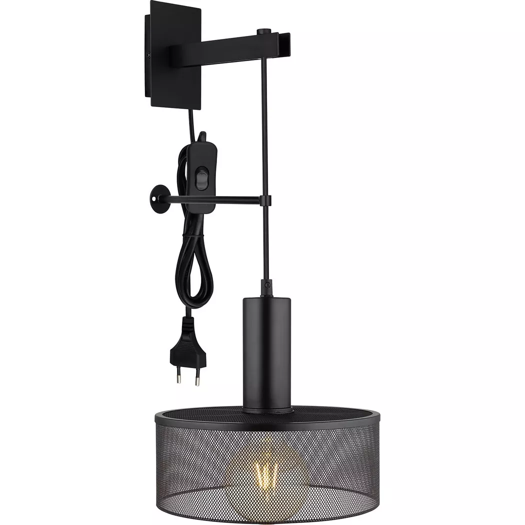 mutoni – Wandleuchte Jedd Metall matt 25 1xE27, One Size, Schwarz