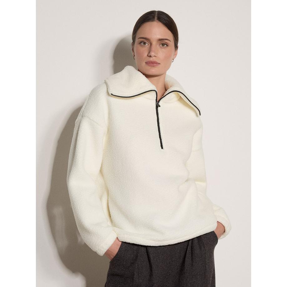 Pull en polaire Teddy Borg à col entonnoir