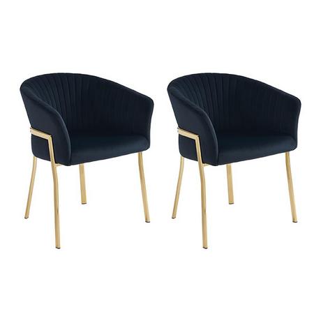 PASCAL MORABITO Lot de 2 chaises avec accoudoirs en velours et métal doré - Noir - ZAOVA de Pascal MORABITO  