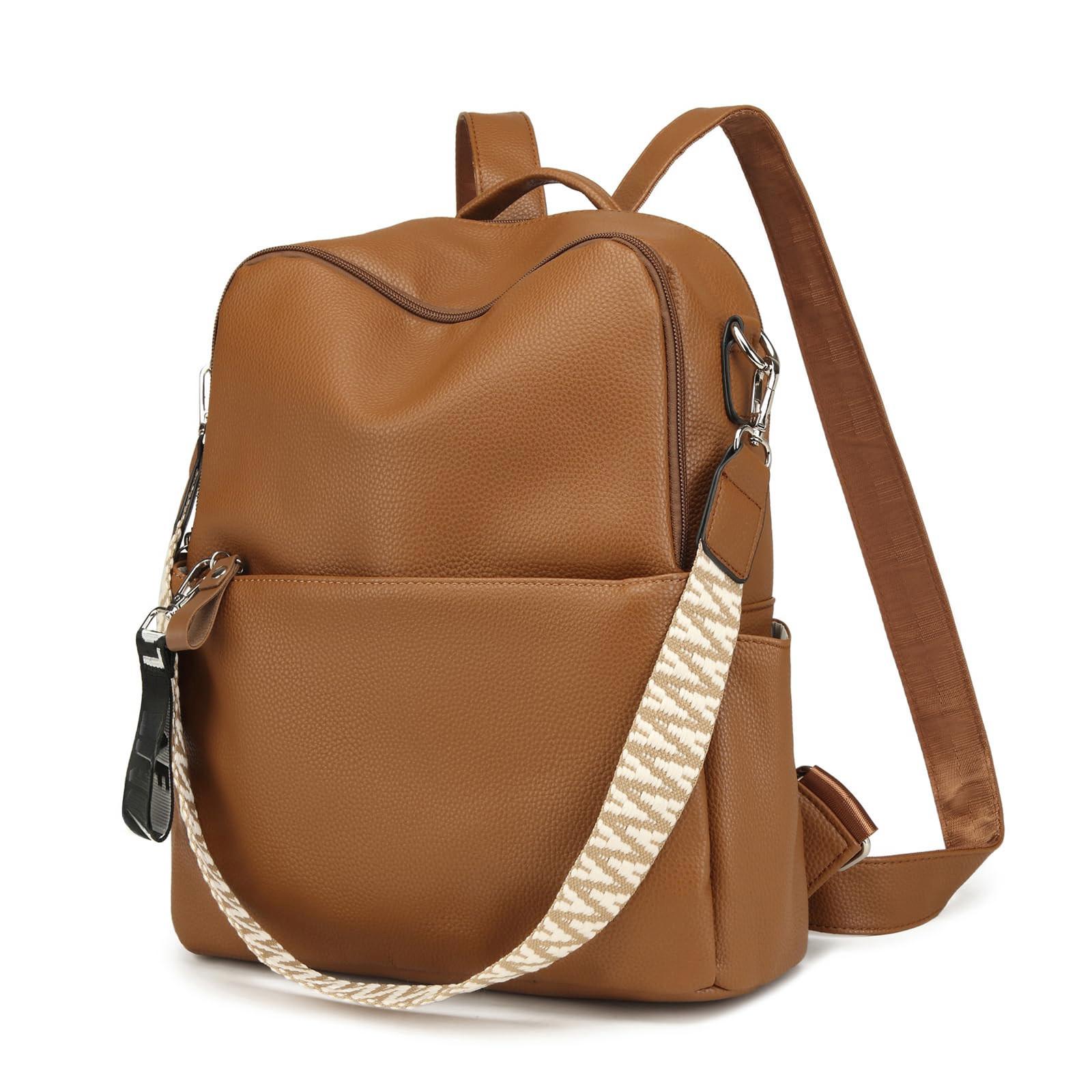 Only-bags.store Rucksack Klein - 2 in 1 Rucksacktasche Leder PU Umhängetasche Schulrucksack Wasserdichter Lederrucksack Diebstahlsicherer Tagesrucksack für unterwegs  