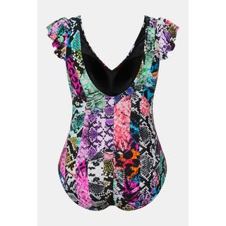 Ulla Popken Maillot de bain bonnets souples manches papillon mélange d'imprimés  