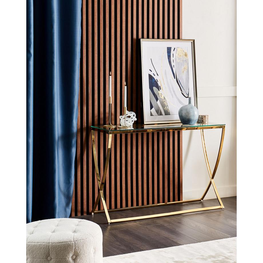 Beliani Tavolino consolle en Acciaio inox Glamour RINGGOLD  