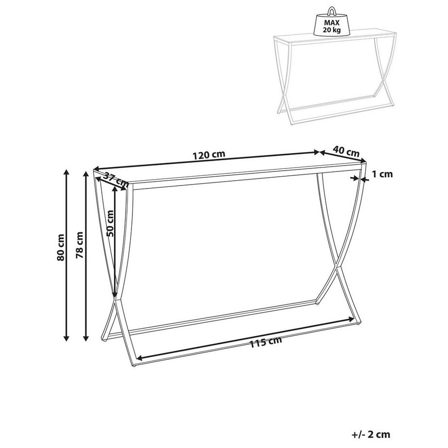 Beliani Tavolino consolle en Acciaio inox Glamour RINGGOLD  