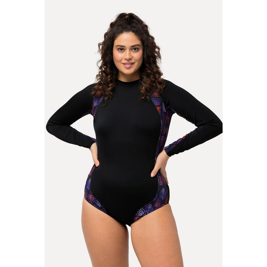 Ulla Popken Maillot de bain UPF 50+ Manches Longues Col Montant  