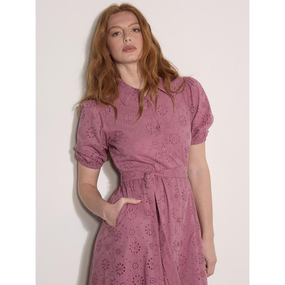APRICOT Abito midi a camicia con ricamo sangallo  