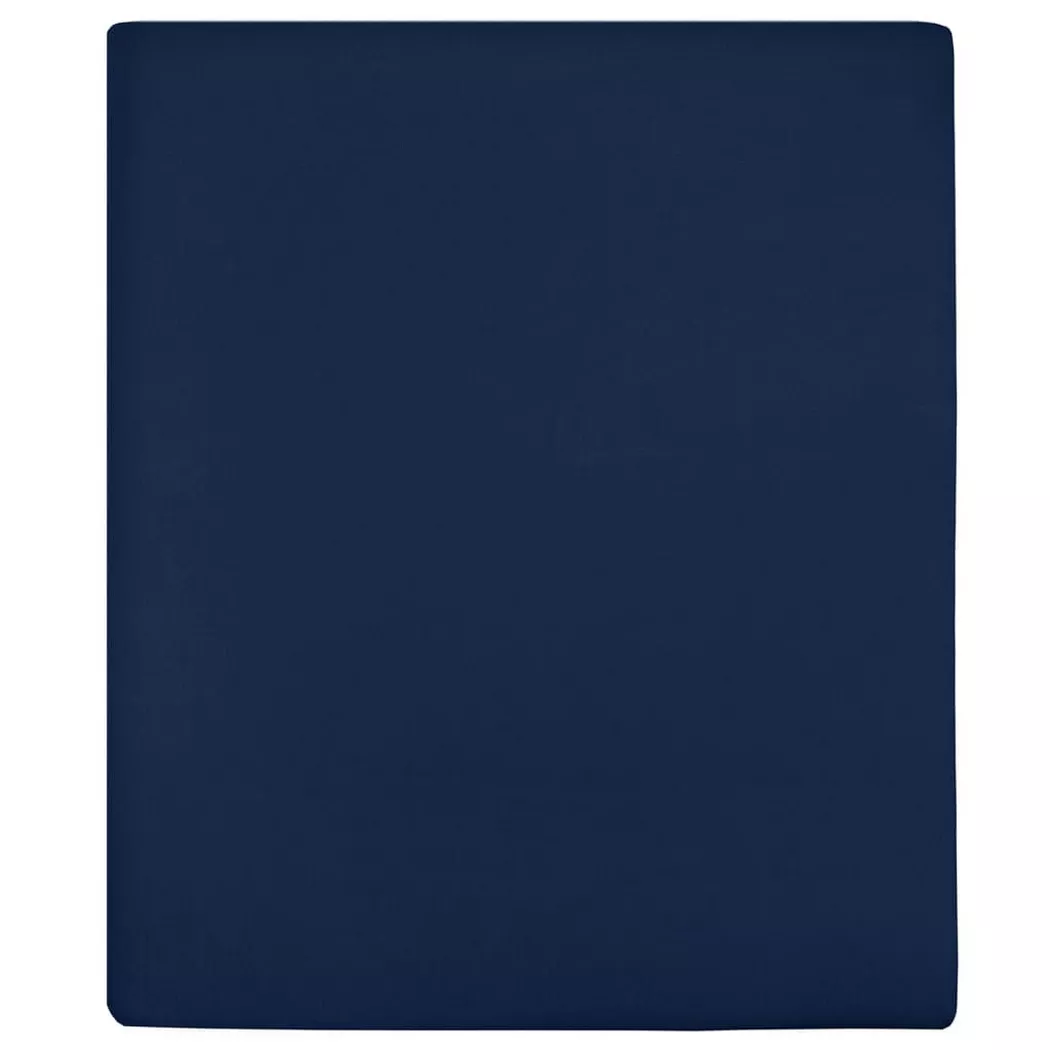 Draps housses Jersey 2 pcs Bleu marine 100x200 cm Coton