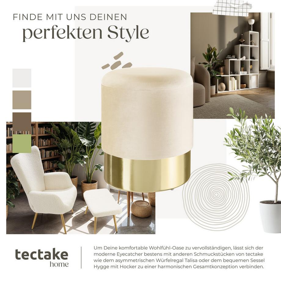 Tectake Sitzhocker mit Stauraum Sarina rund Belastbarkeit 300 kg  