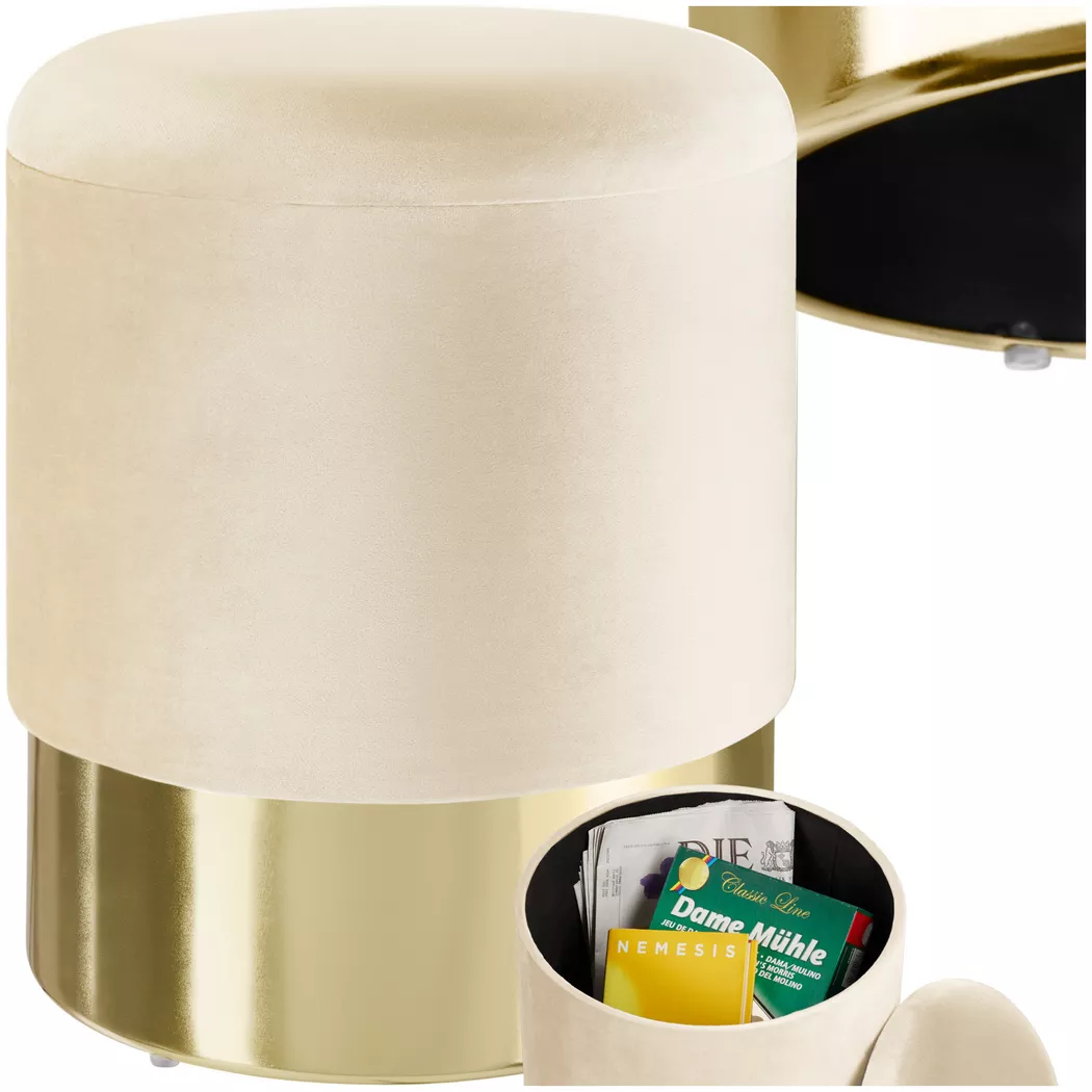 Tectake - Sgabello contenitore  Sarina Rotondo, 44X38CM, Creme